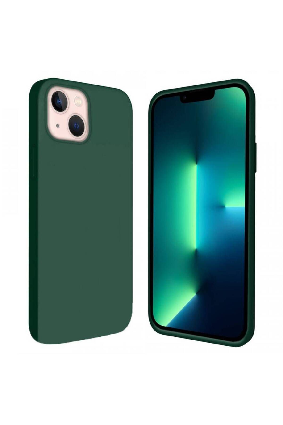Piyasasepeti Apple İphone 15 Plus 6'' İçi Kadife Silikon Kilif Haki
