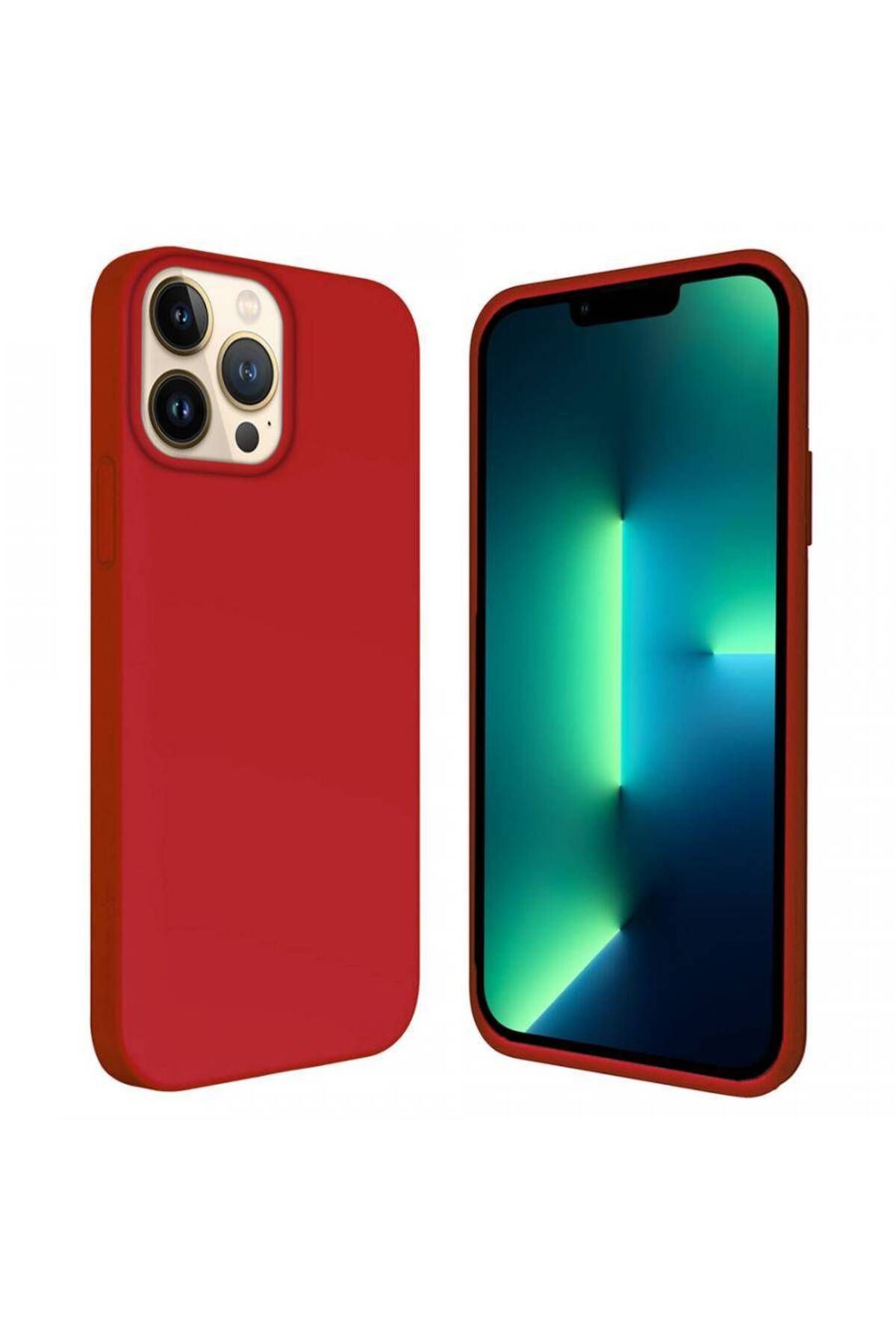 Piyasasepeti Apple İphone 15 Pro 6.1'' İçi Kadife Silikon Kilif Kirmizi