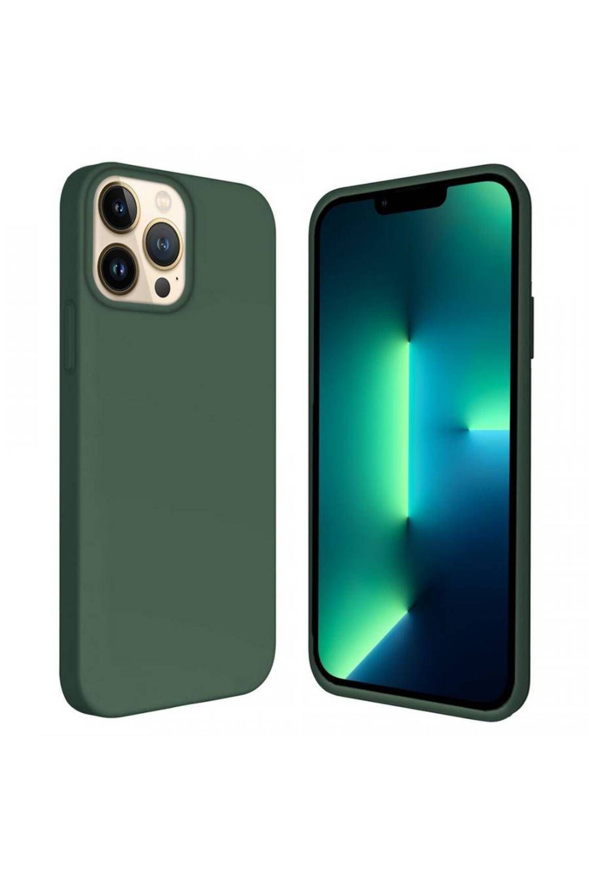 Piyasasepeti Apple İphone 15 Pro 6.1'' İçi Kadife Silikon Kilif Haki