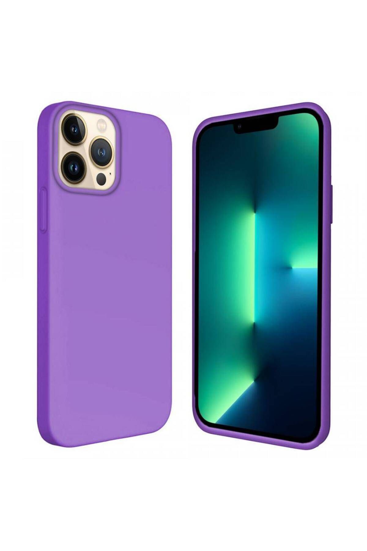 Piyasasepeti Apple İphone 15 Pro 6.1'' İçi Kadife Silikon Kilif Lila