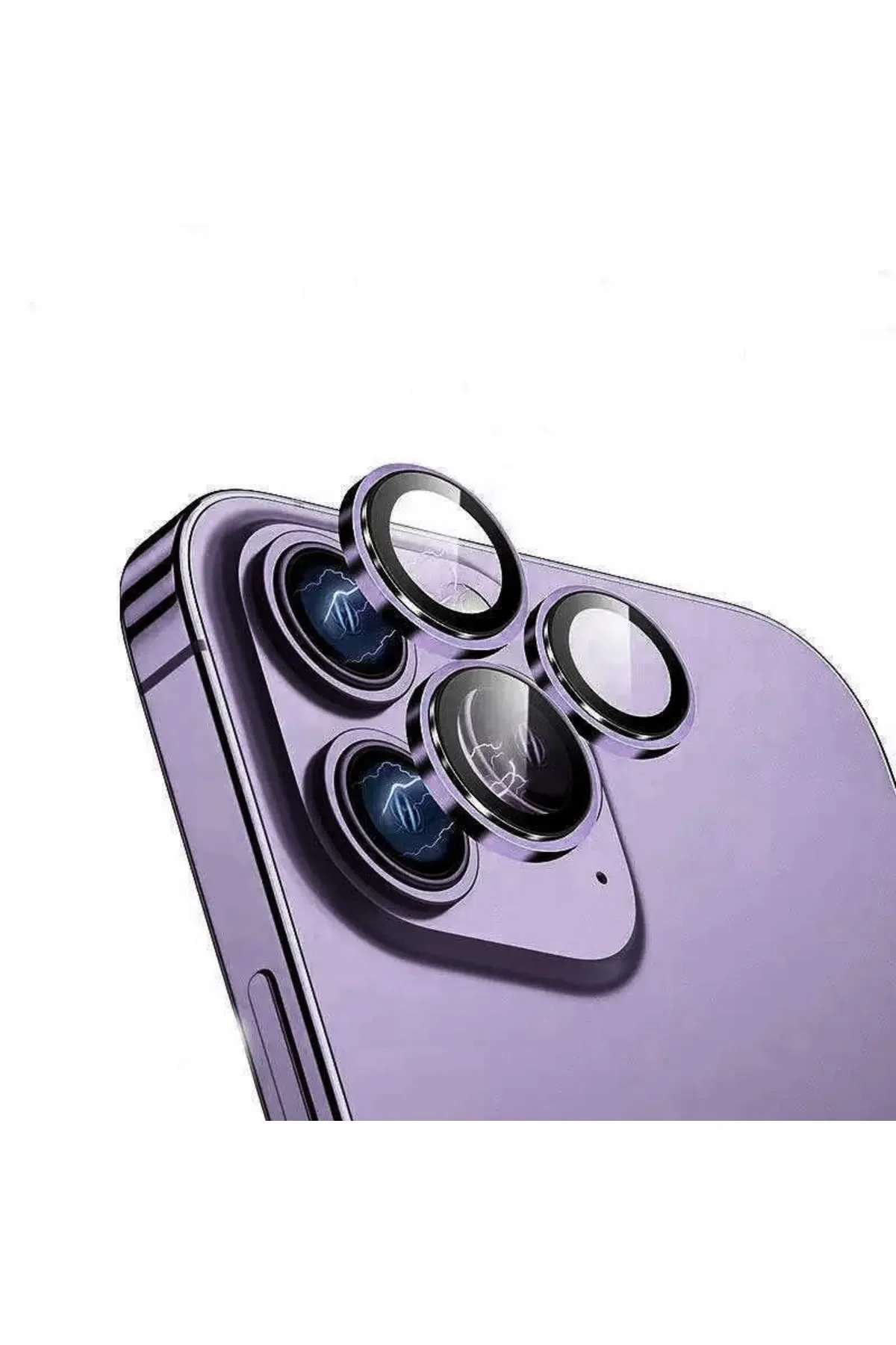 Apple iPhone 15Pro Max 6.7'' Metal Çerçeveli Kamera Koruma Lensi Mor
