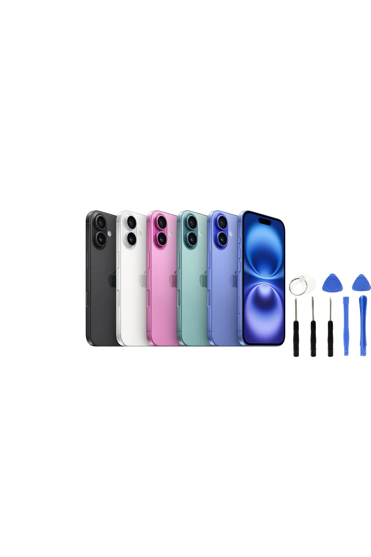 Apple İphone 16 Arka Kapak +B7000 Yapıştırıcı+Tamir Seti Pembe