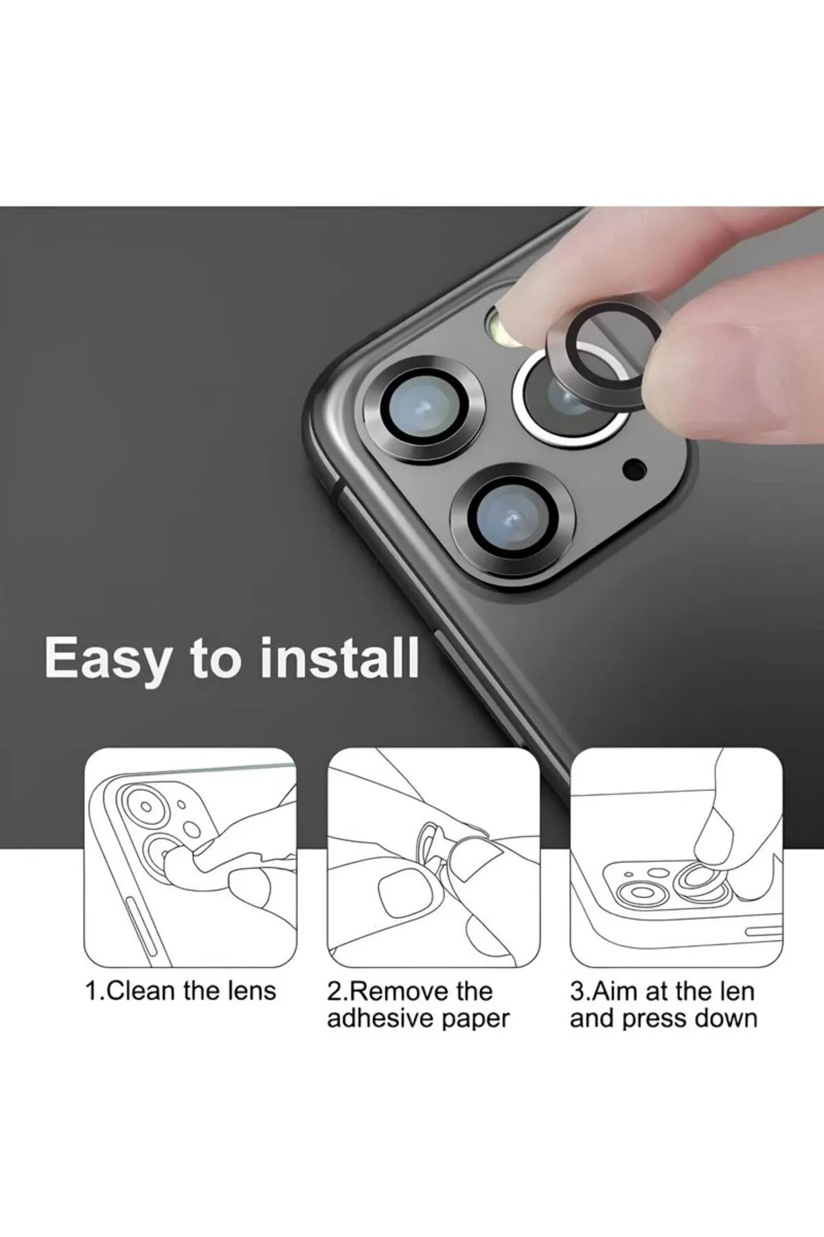 Apple iPhone 16 Gerçek Cam Safir Lens Koruma Siyah
