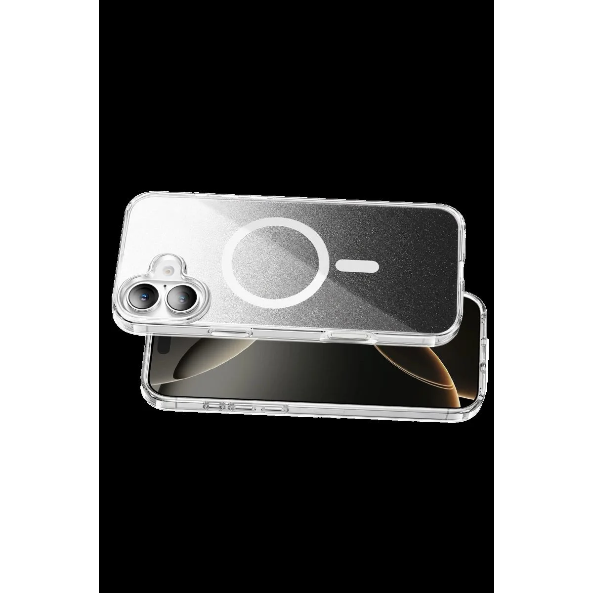 Apple iPhone 16 ile Uyumlu Sora Simli MagSafe Kılıf - Siyah Kristal Şeffaflık Fiyatı, Yorumları ve Özellikleri