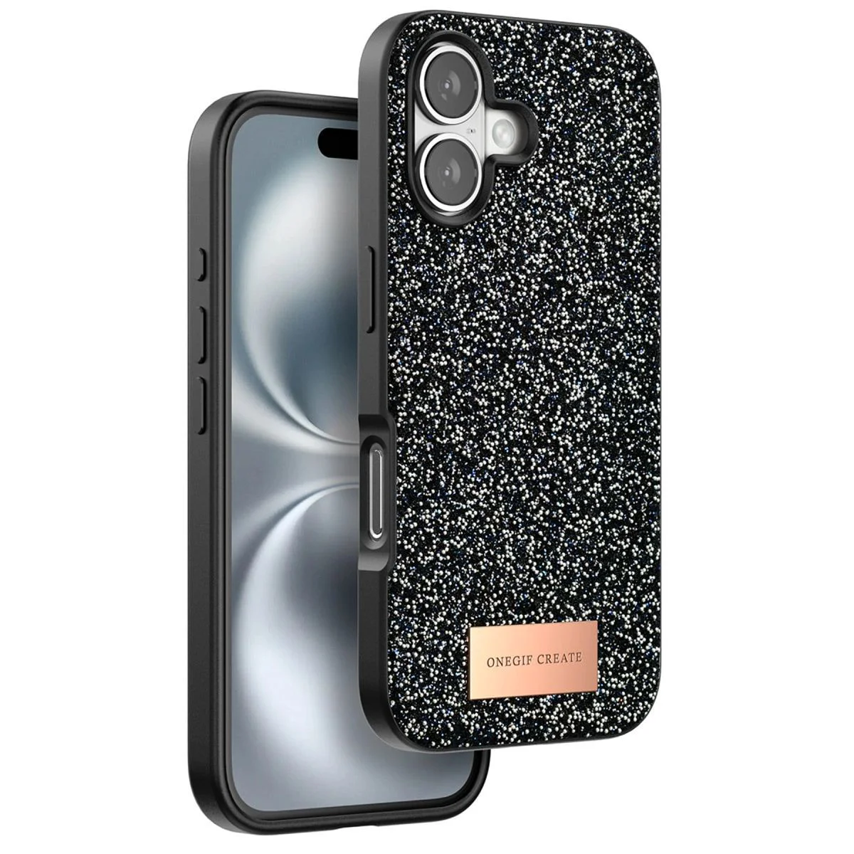 Apple iPhone 16 ile Uyumlu Bright Simli Kapak - Siyah, Boncuk İşlemeli Telefon Kılıfı Apple iPhone 16 ile Uyumlu Bright Simli Kapak - Siyah, Boncuk İşlemeli Telefon Kılıfı