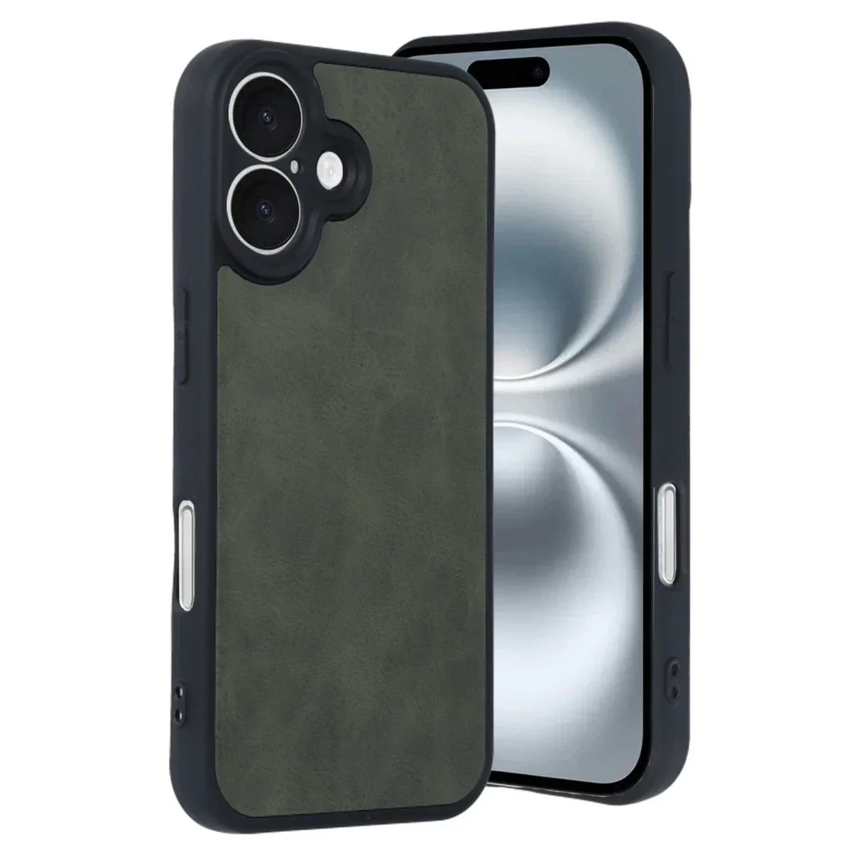 Apple iPhone 16 Kılıf Aras Deri Kapak - Koyu Yeşil Apple iPhone 16 Kılıf Aras Deri Kapak - Koyu Yeşil