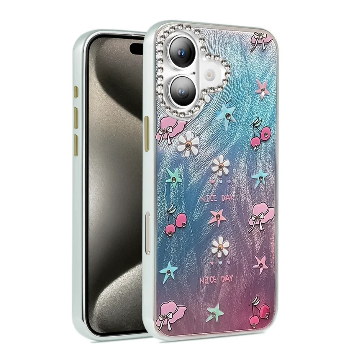 Apple iPhone 16 Kılıf Blade Aynalı Desenli Kapak - Desen 4 Apple iPhone 16 Kılıf Blade Aynalı Desenli Kapak - Desen 4