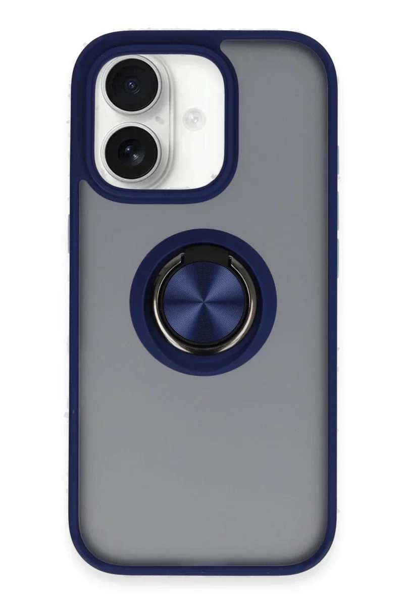Apple iPhone 16 Kılıf Montreal Yüzüklü Silikon Kapak - Lacivert