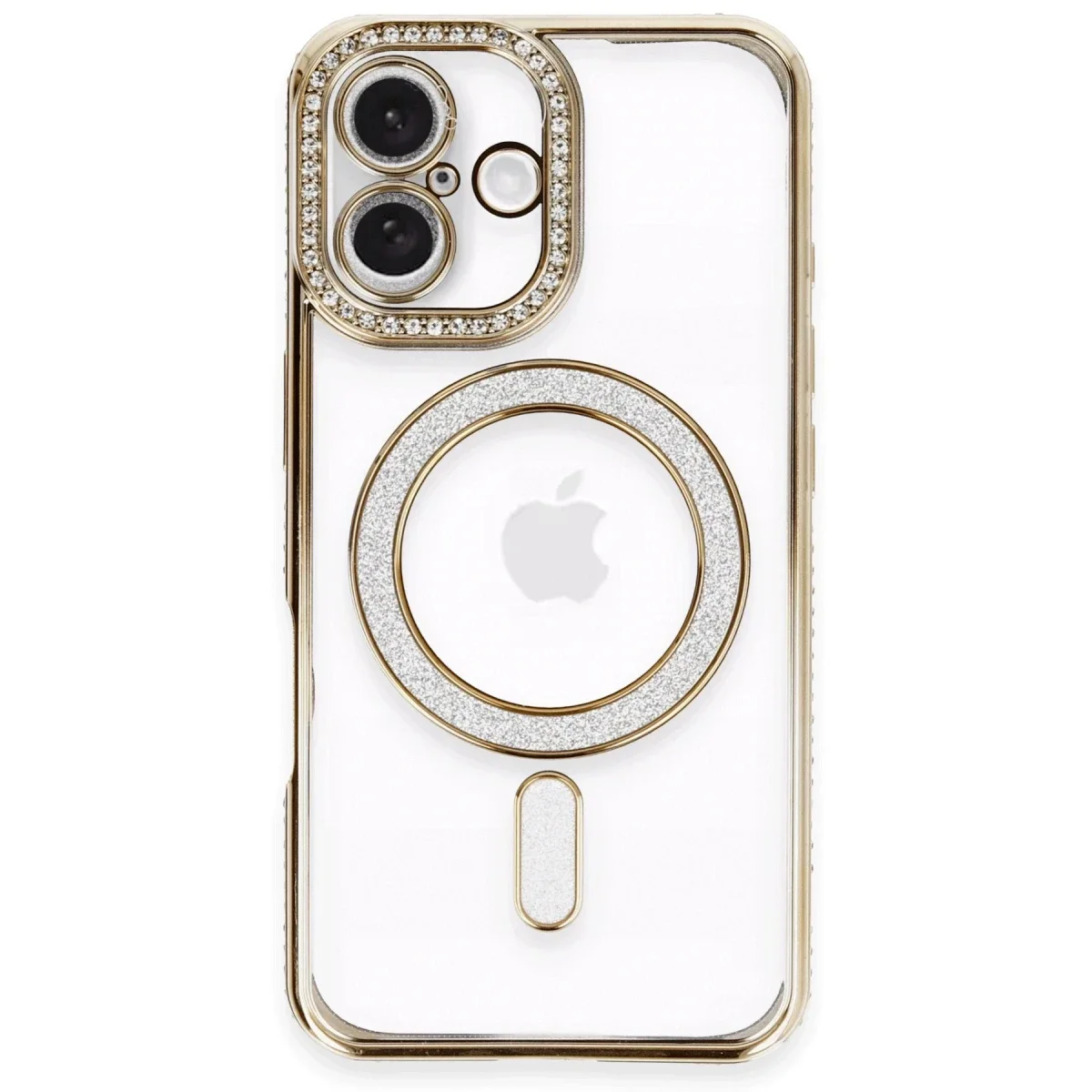 Apple iPhone 16 Kılıf Joke Simli Magneticsafe Kılıf - Gold Apple iPhone 16 Kılıf Joke Simli Magneticsafe Kılıf - Gold
