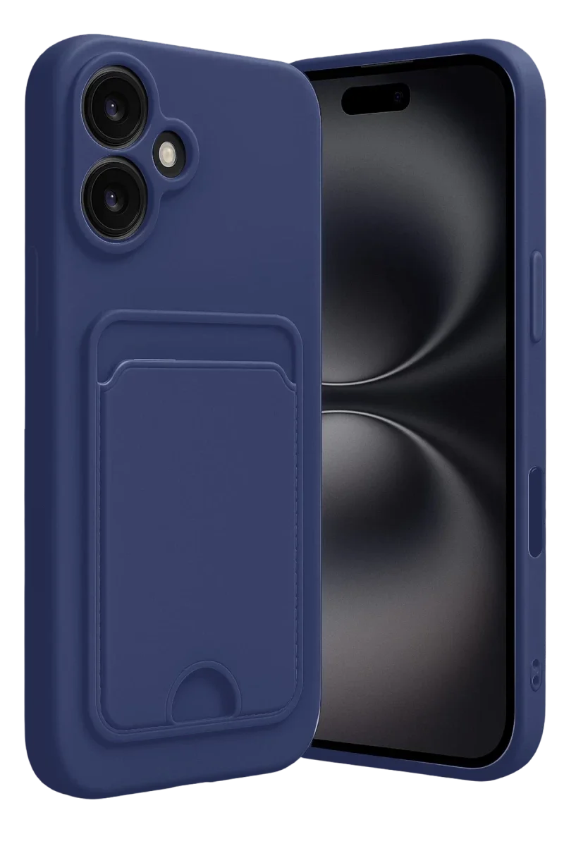 Apple iPhone 16 Kılıf Kelvin Kartvizitli Silikon - Lacivert