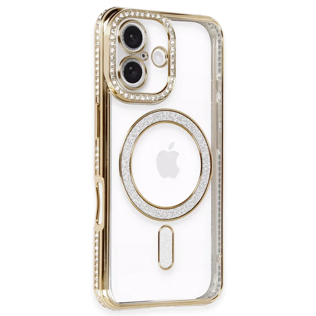 Apple iPhone 16 Kılıf Joke Simli Magneticsafe Kılıf - Gold Apple iPhone 16 Kılıf Joke Simli Magneticsafe Kılıf - Gold