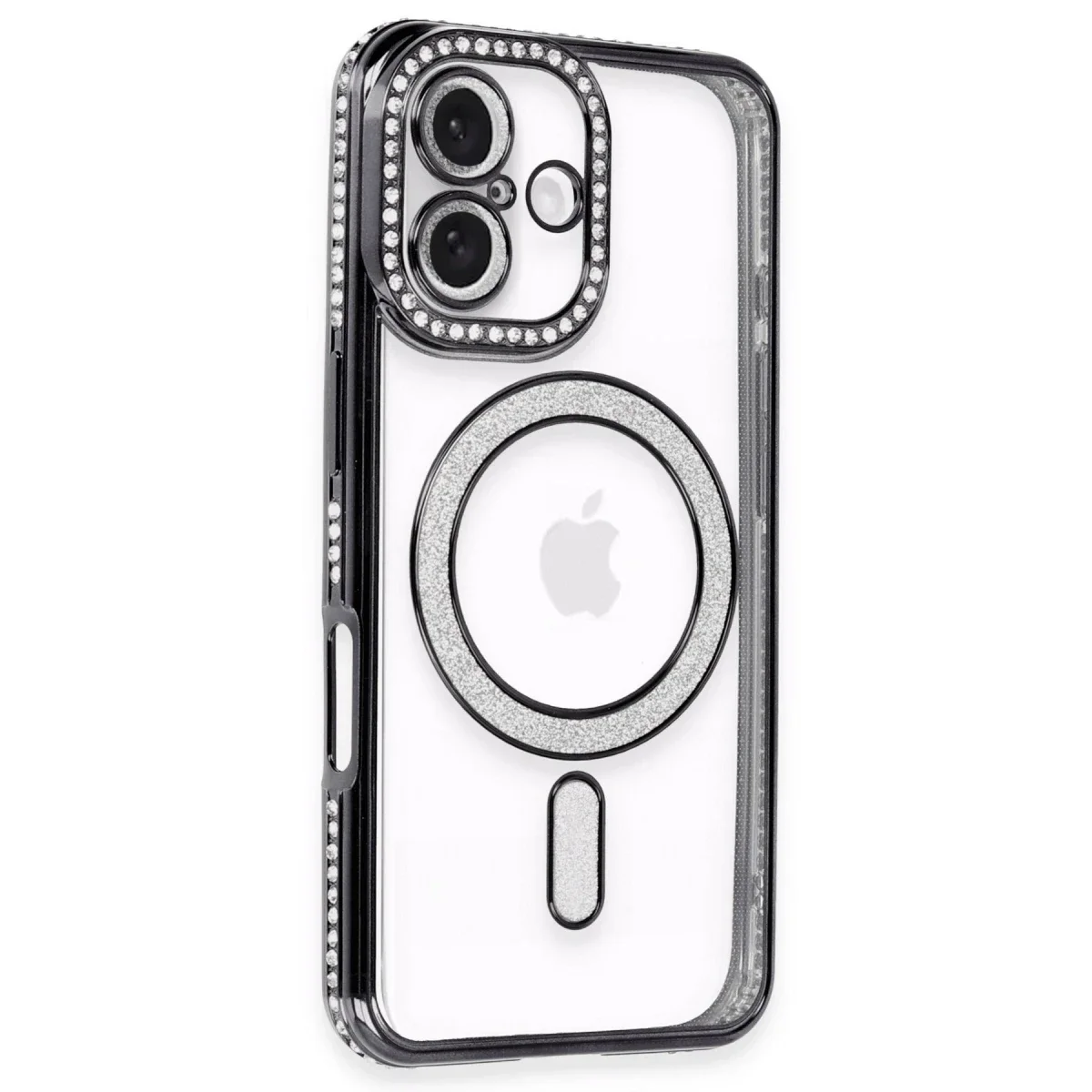 Apple iPhone 16 Kılıf Joke Simli Magneticsafe Kılıf - Siyah