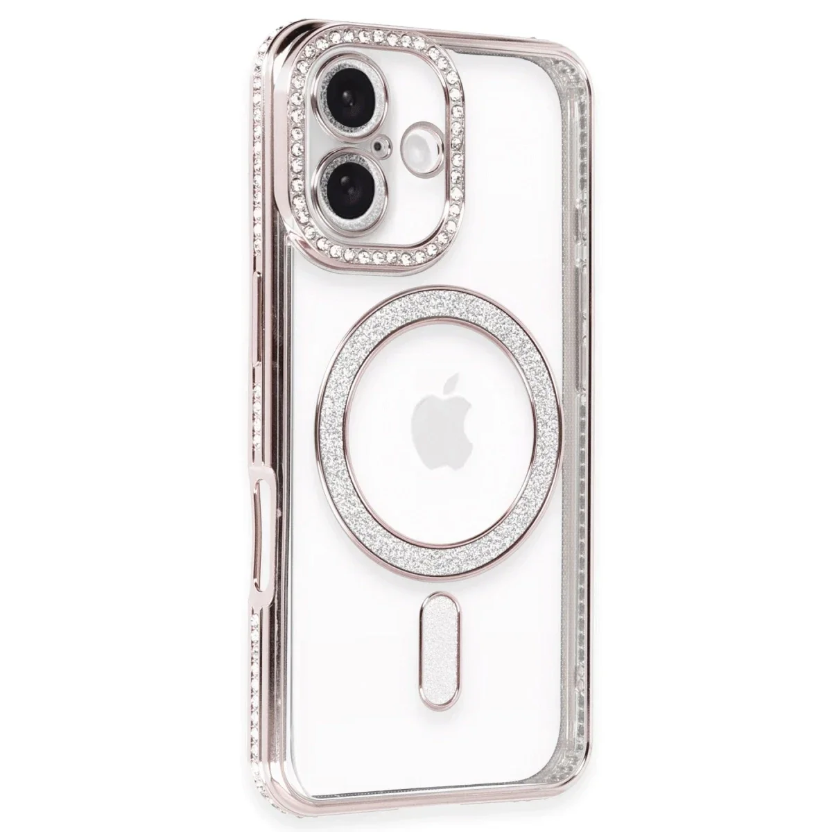 Apple iPhone 16 Kılıf Joke Simli Magneticsafe Kılıf - Pembe