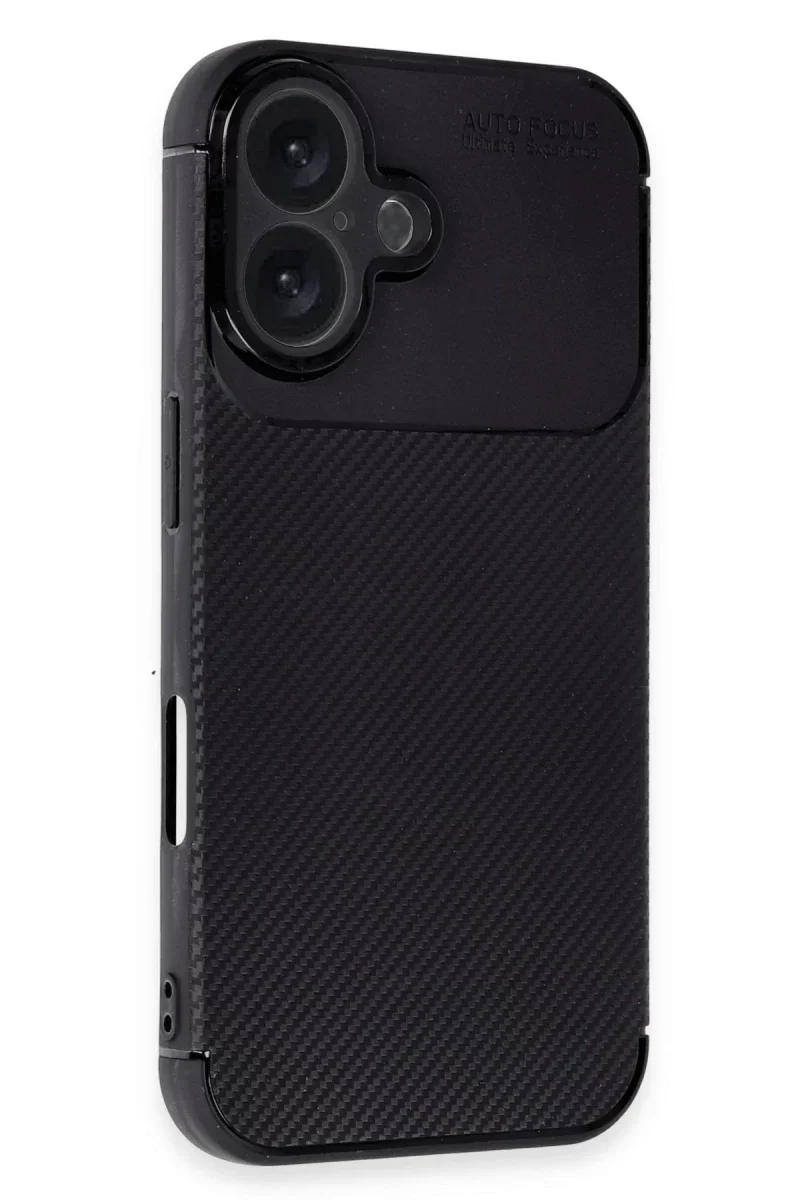 Apple iPhone 16 Kılıf Auto Focus Karbon Kapak - Siyah