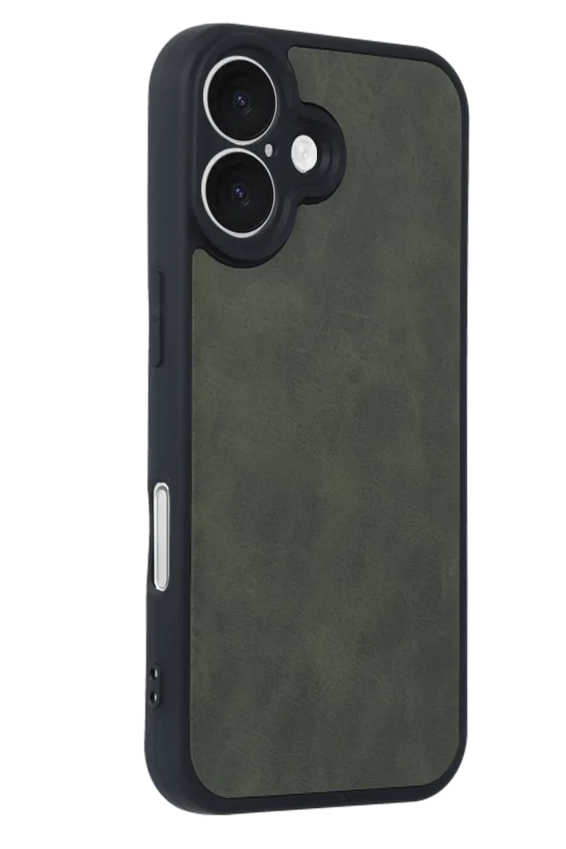 Apple iPhone 16 Kılıf Aras Deri Kapak - Koyu Yeşil Apple iPhone 16 Kılıf Aras Deri Kapak - Koyu Yeşil