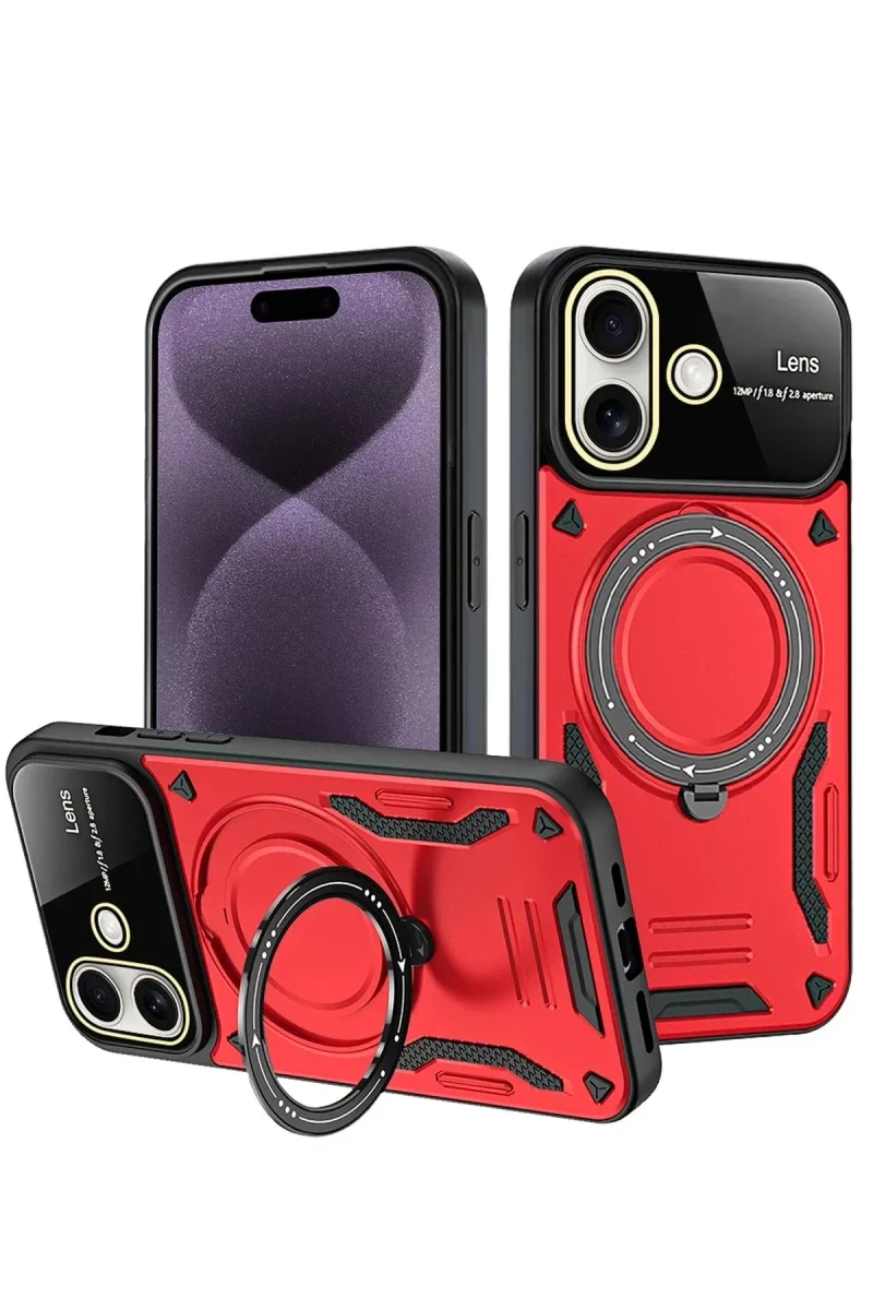 Apple iPhone 16 Kılıf Joy Lens Standlı Kapak - Kırmızı Fiyatı, Yorumları ve Özellikleri
