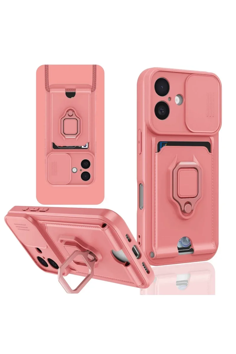 Apple iPhone 16 Kılıf Zuma Kartvizitli Yüzüklü Silikon - Pembe Fiyatı, Yorumları ve Özellikleri