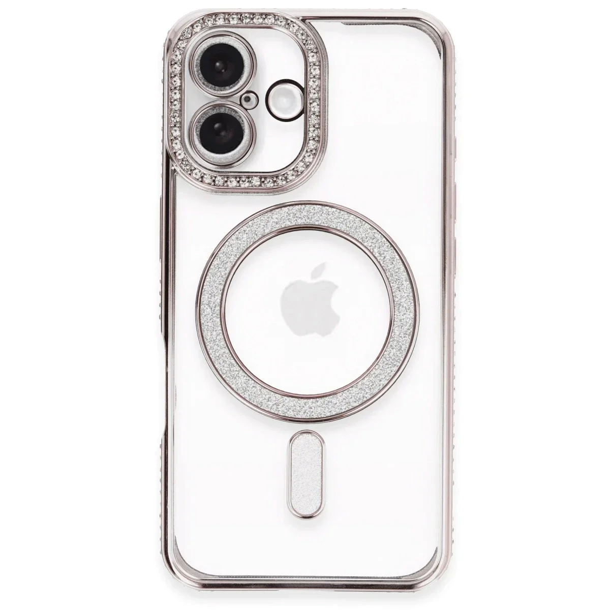 Apple iPhone 16 Kılıf Joke Simli Magneticsafe Kılıf - Pembe