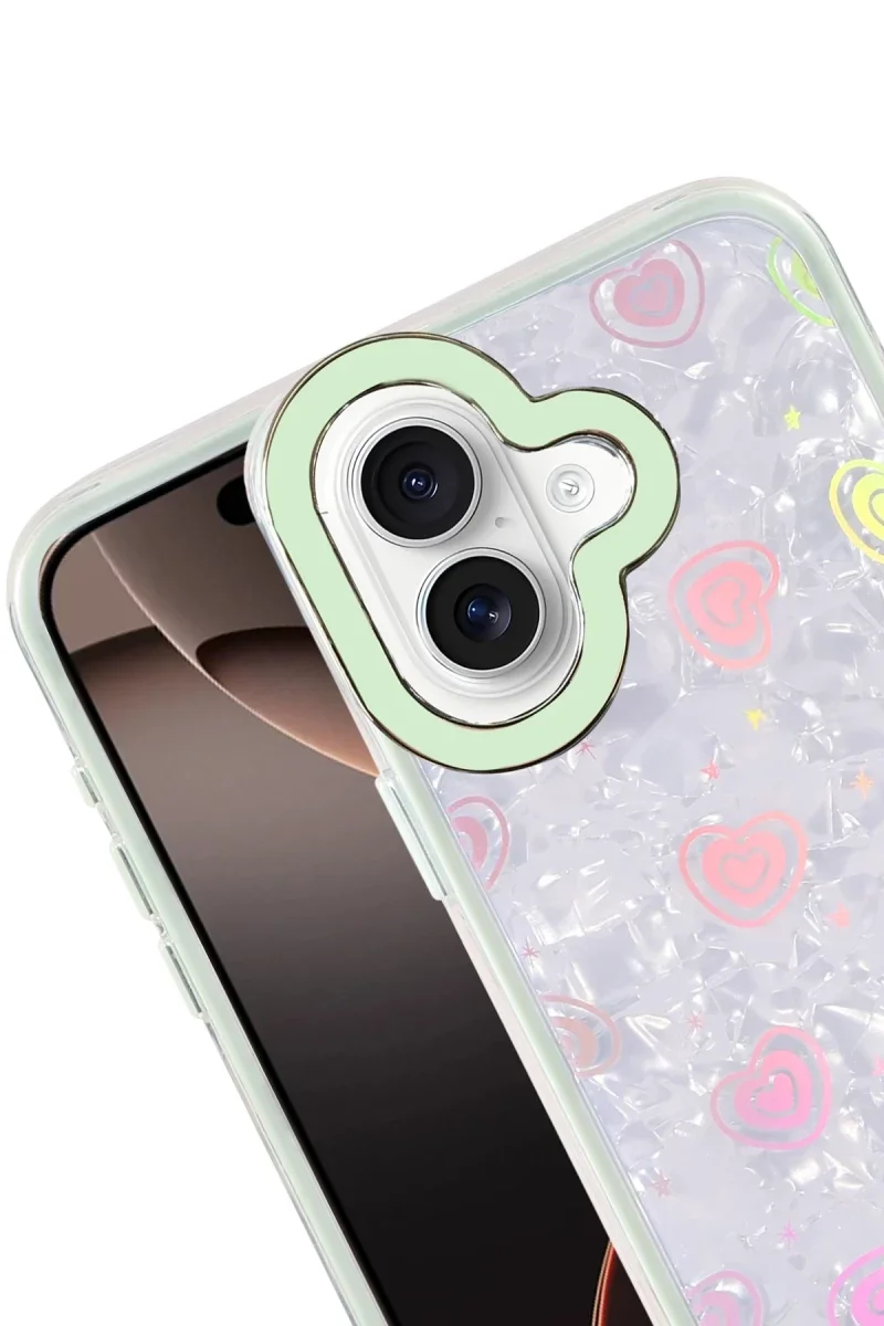 Apple iPhone 16 Lumi Desenli Kapak - Yeşil Apple iPhone 16 Lumi Desenli Kapak - Yeşil