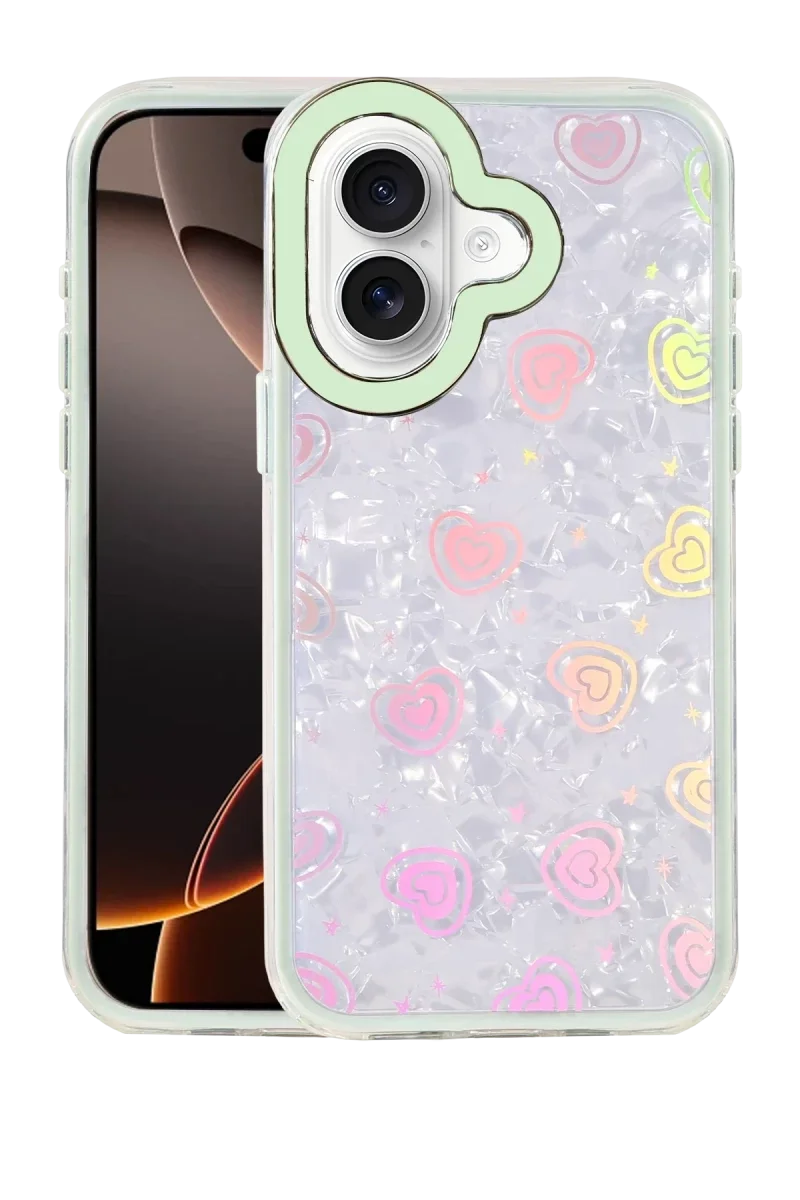 Apple iPhone 16 Lumi Desenli Kapak - Yeşil Apple iPhone 16 Lumi Desenli Kapak - Yeşil