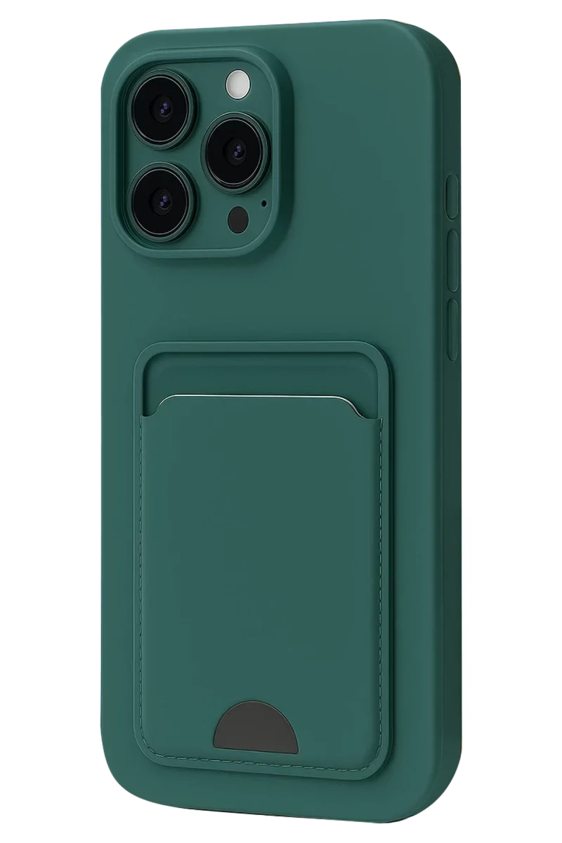 Apple iPhone 16 Plus Kılıf Kelvin Kartvizitli Silikon - Koyu Yeşil