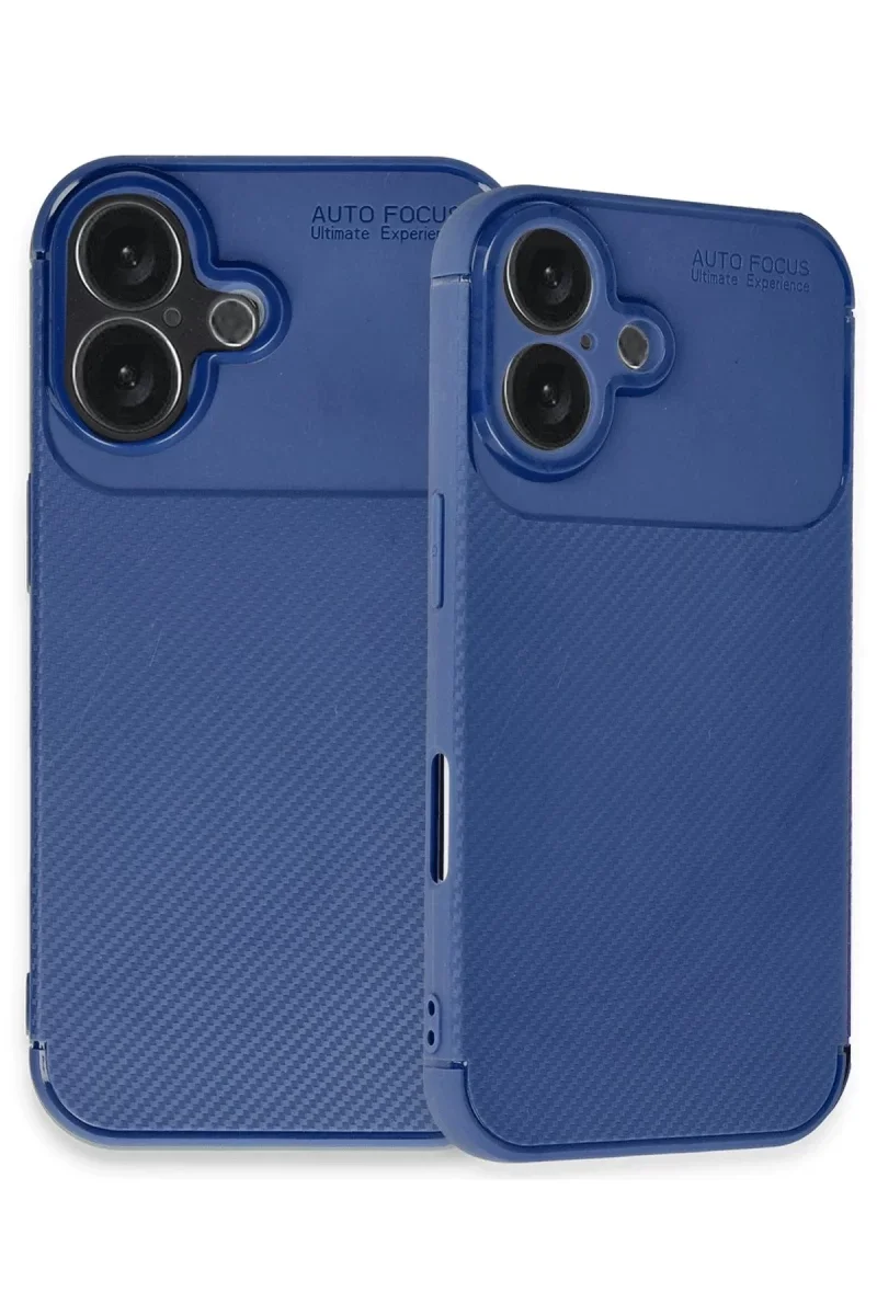 Apple iPhone 16 Plus Kılıf Auto Focus Karbon Kapak - Lacivert