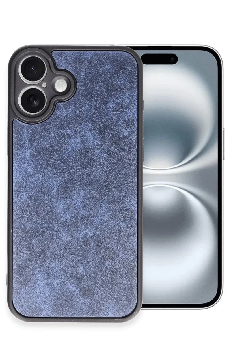 Apple iPhone 16 Plus Kılıf Aras Deri Kapak - Lacivert