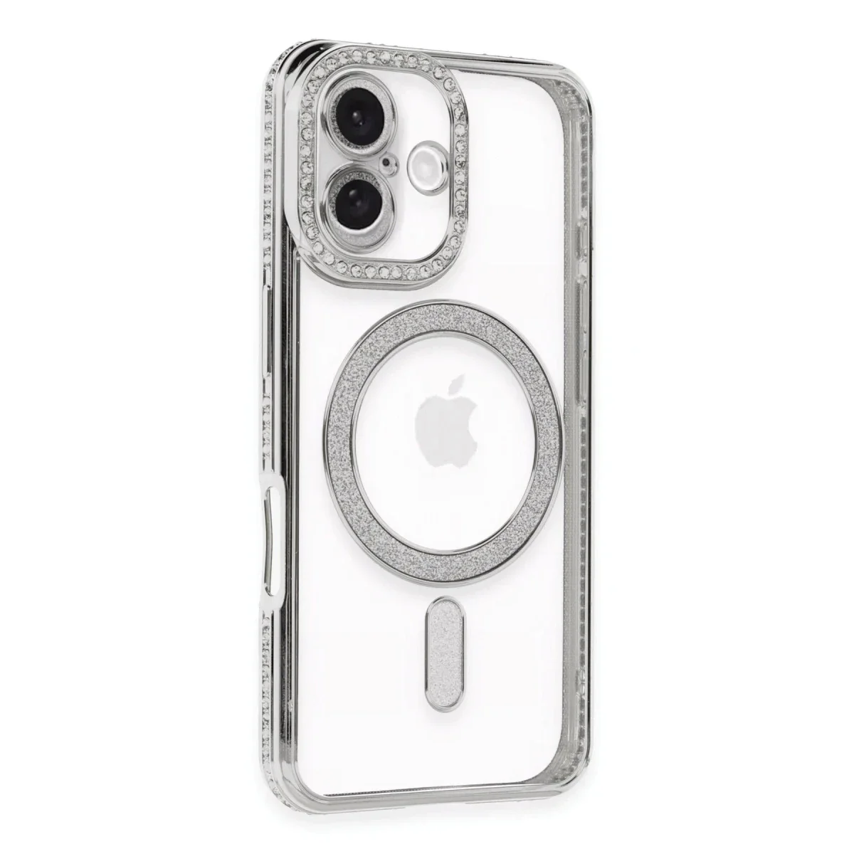 Apple iPhone 16 Plus Kılıf Joke Simli Magneticsafe Kılıf - Gümüş Apple iPhone 16 Plus Kılıf Joke Simli Magneticsafe Kılıf - Gümüş