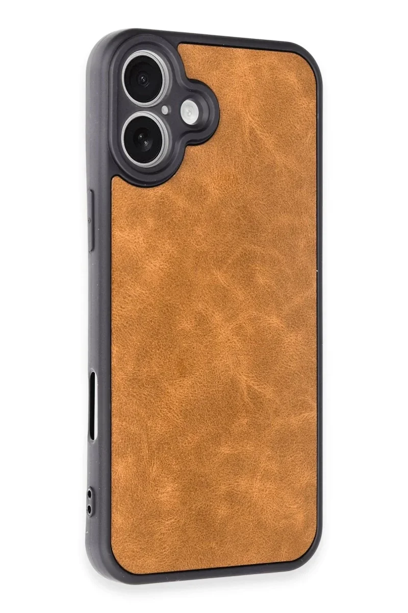 Apple iPhone 16 Plus Kılıf Aras Deri Kapak - Taba