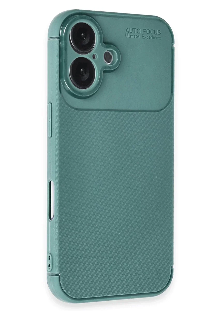 Apple iPhone 16 Plus Kılıf Auto Focus Karbon Kapak - Koyu Yeşil Apple iPhone 16 Plus Kılıf Auto Focus Karbon Kapak - Koyu Yeşil