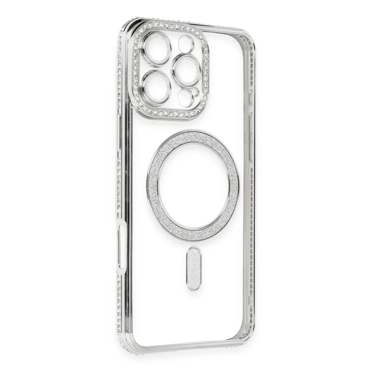 Apple iPhone 16 Pro Kılıf Joke Simli Magneticsafe Kılıf - Gümüş