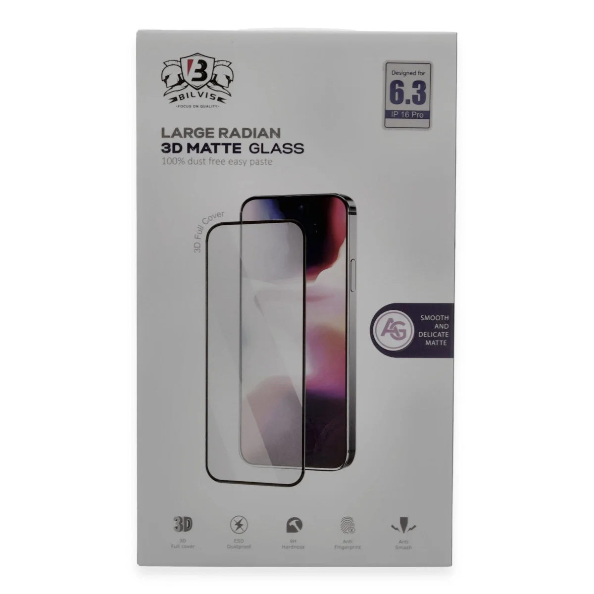Apple İphone 16 Pro Bilvis 3d Mat Cam Ekran Koruyucu