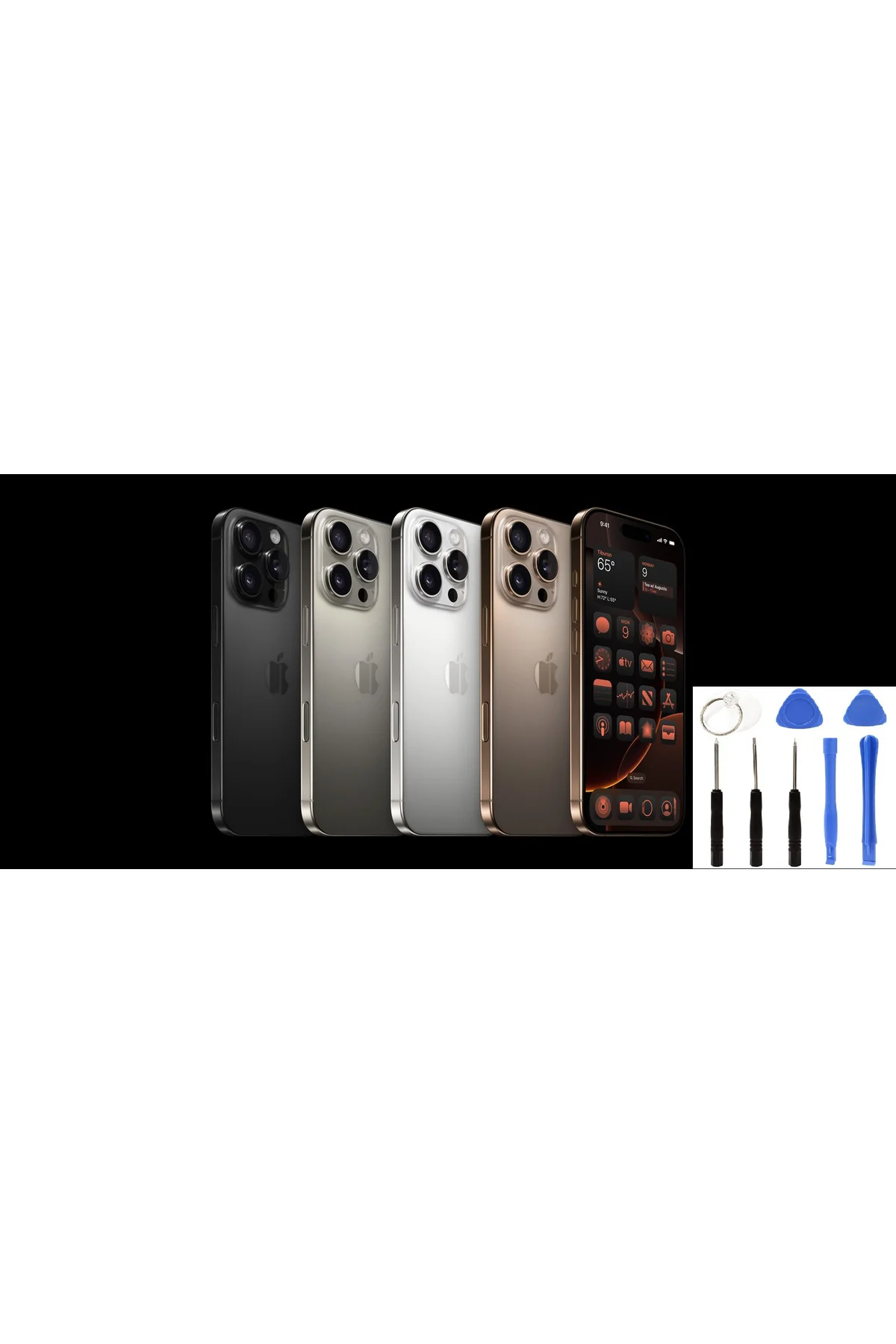 Apple İphone 16 PRo  Arka Kapak +B7000 Yapıştırıcı+Tamir Seti Gri