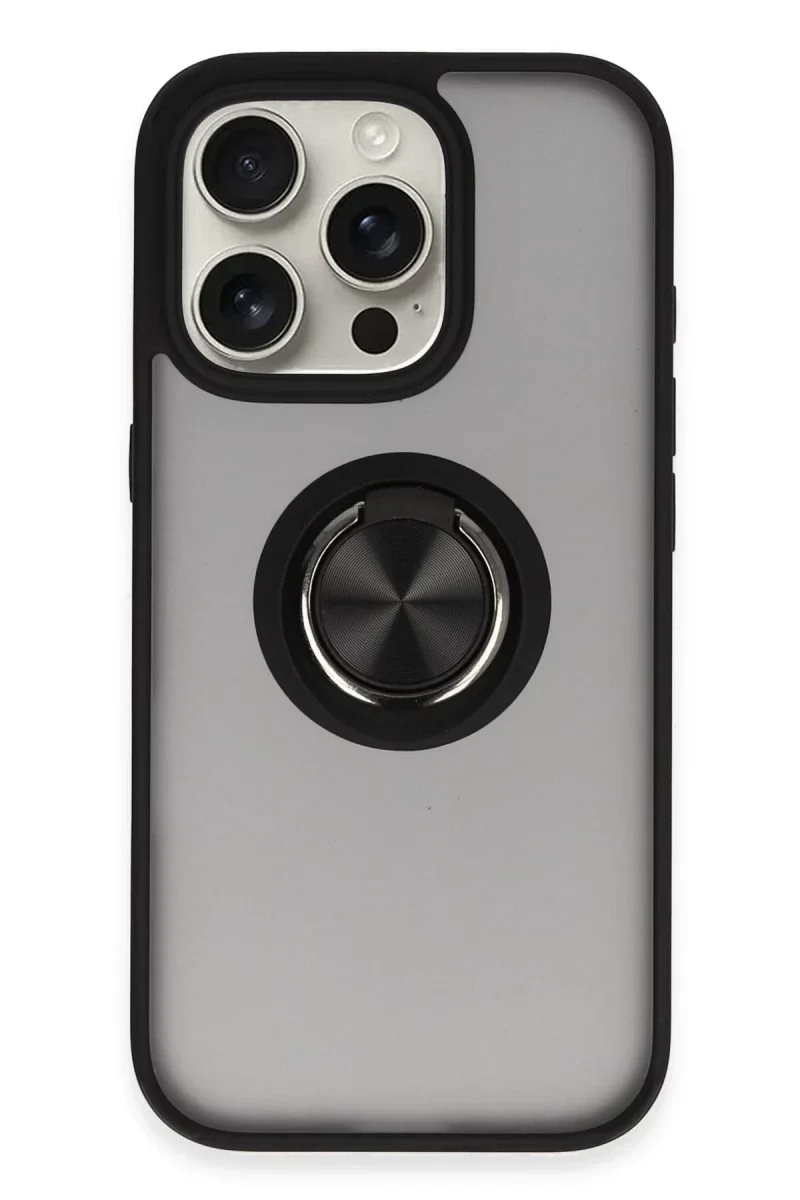 Apple iPhone 16 Pro Max Kılıf Montreal Yüzüklü Silikon Kapak - Siyah