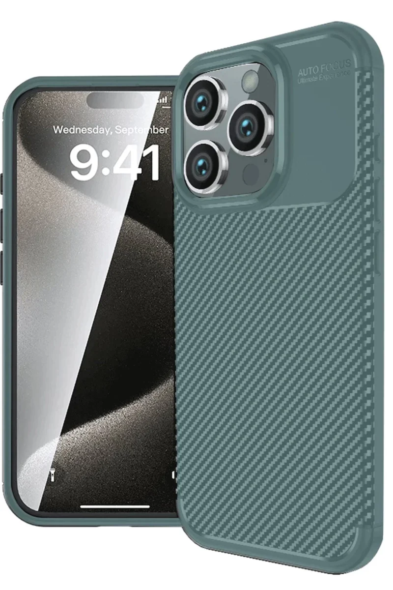 Apple iPhone 16 Pro Kılıf Auto Focus Karbon Kapak - Koyu Yeşil Fiyatı, Yorumları ve Özellikleri