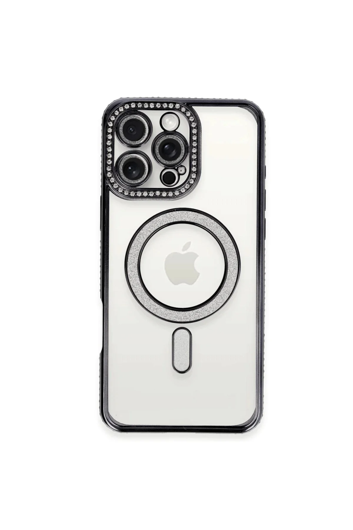 Apple iPhone 16 Pro Max Kılıf Joke Simli Magneticsafe Kılıf - Gri - Görsel 2