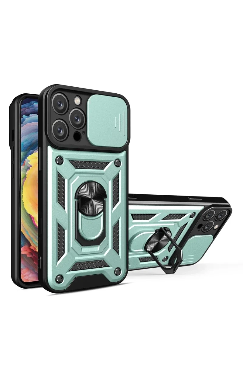 Apple iPhone 16 Pro Max Kılıf Pars Lens Yüzüklü Silikon - Yeşil Apple iPhone 16 Pro Max Kılıf Pars Lens Yüzüklü Silikon - Yeşil