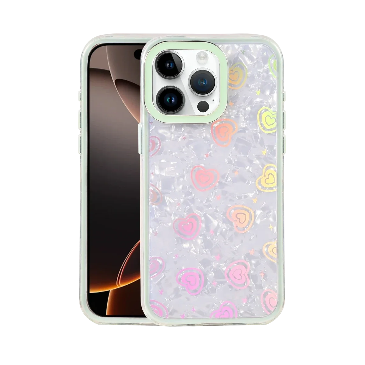 Apple iPhone 16 Pro Max Lumi Desenli Kapak - Yeşil Apple iPhone 16 Pro Max Lumi Desenli Kapak - Yeşil