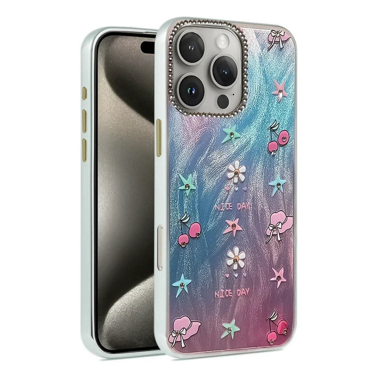 Apple iPhone 16 Pro Kılıf Blade Aynalı Desenli Kapak - Desen 4 Apple iPhone 16 Pro Kılıf Blade Aynalı Desenli Kapak - Desen 4