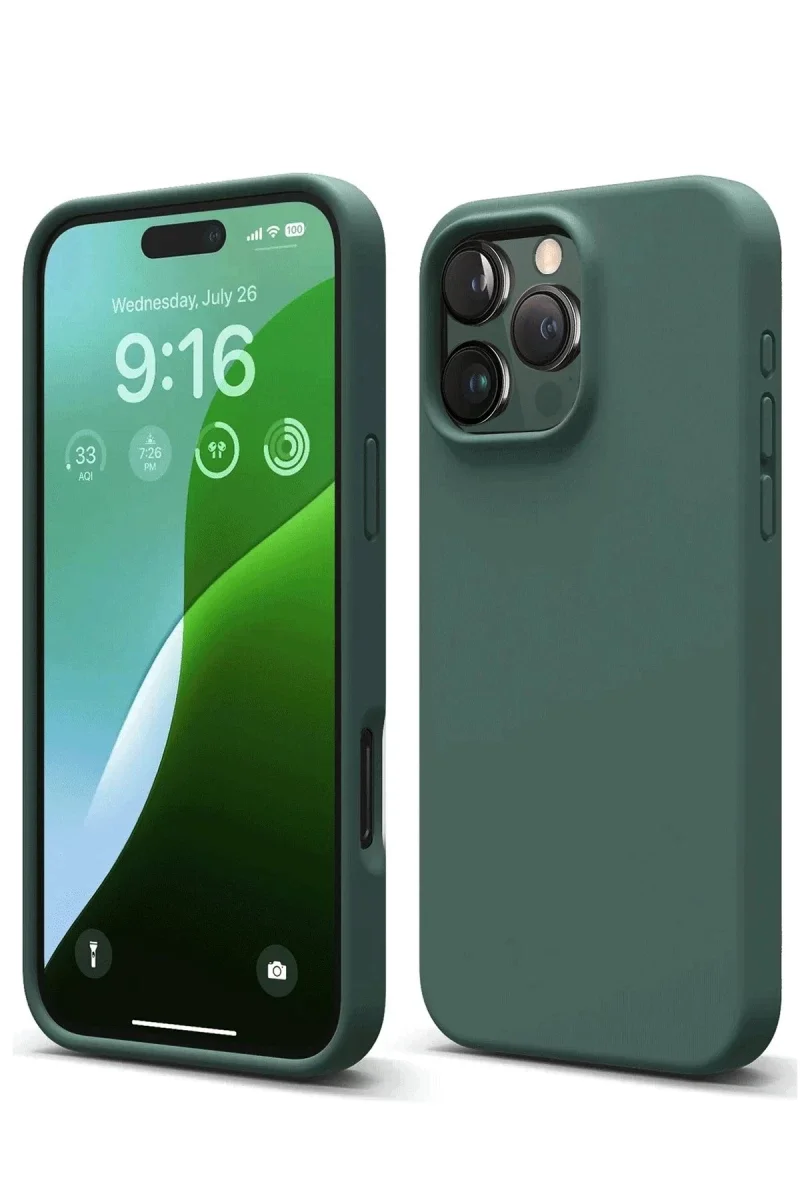 Apple iPhone 16 Pro Kılıf Nano içi Kadife Silikon - Koyu Yeşil Apple iPhone 16 Pro Kılıf Nano içi Kadife Silikon - Koyu Yeşil