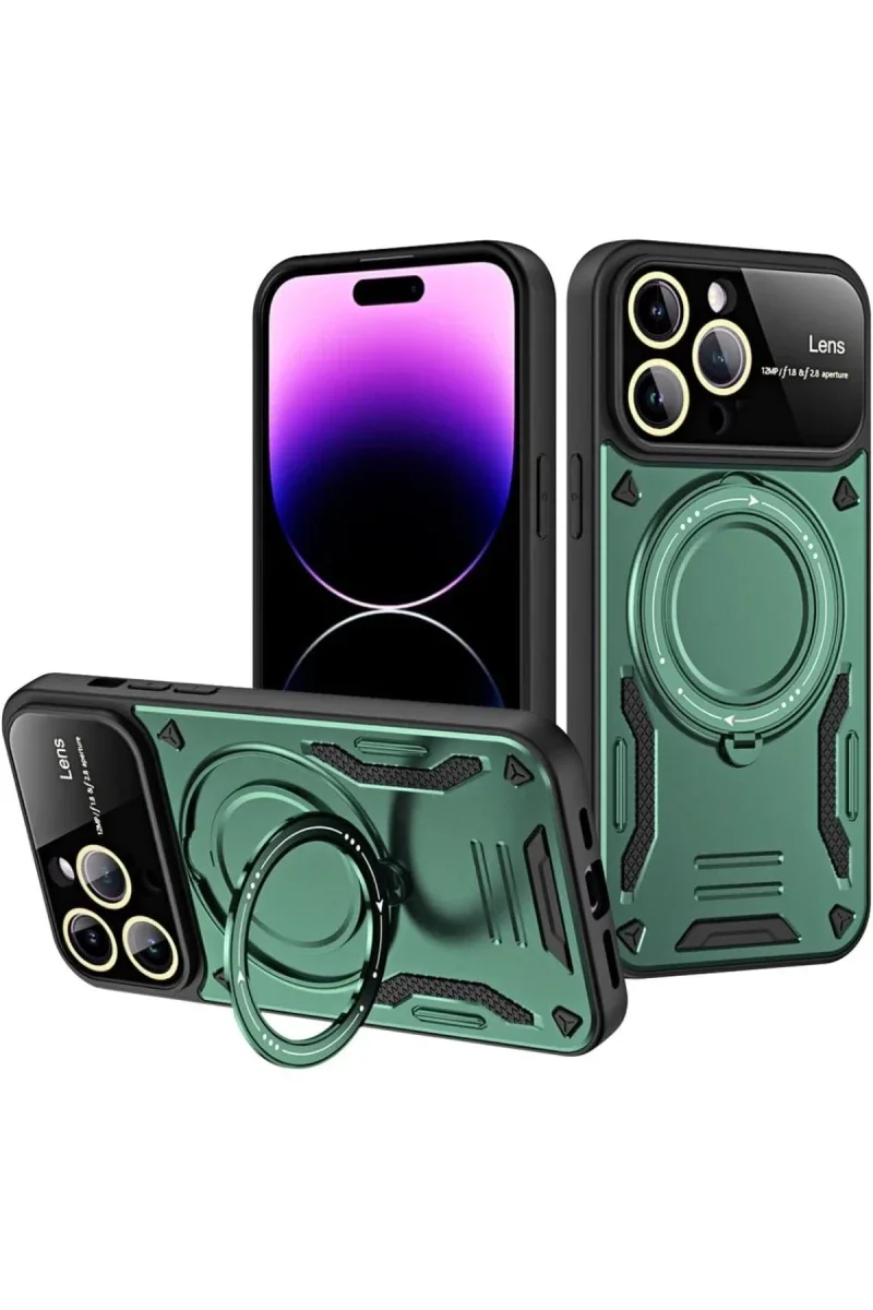 Apple iPhone 16 Pro Max Kılıf Joy Lens Standlı Kapak - Koyu Yeşil Fiyatı, Yorumları ve Özellikleri