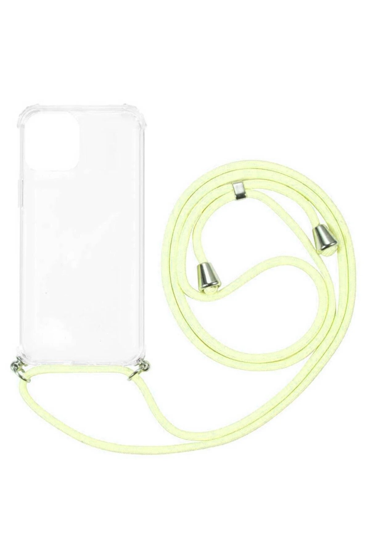 Apple iPhone 16 Pro Max 6.7'' Boyun Askılı Şeffaf Tank Kılıf Neon Sarı