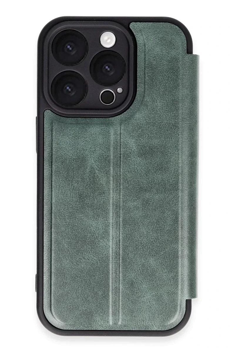 Apple iPhone 16 Pro Max Kılıf Flip Cover - Koyu Yeşil Apple iPhone 16 Pro Max Kılıf Flip Cover - Koyu Yeşil
