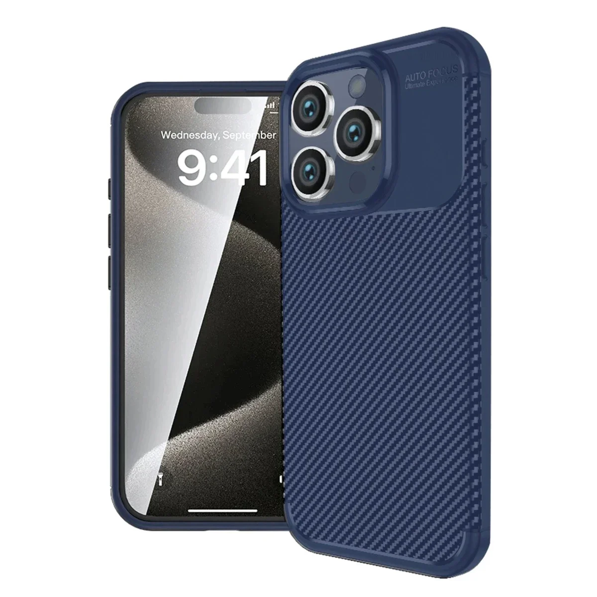 Apple iPhone 16 Pro Kılıf Auto Focus Karbon Kapak - Lacivert