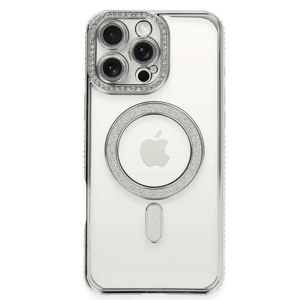 Apple iPhone 16 Pro Kılıf Joke Simli Magneticsafe Kılıf - Gümüş