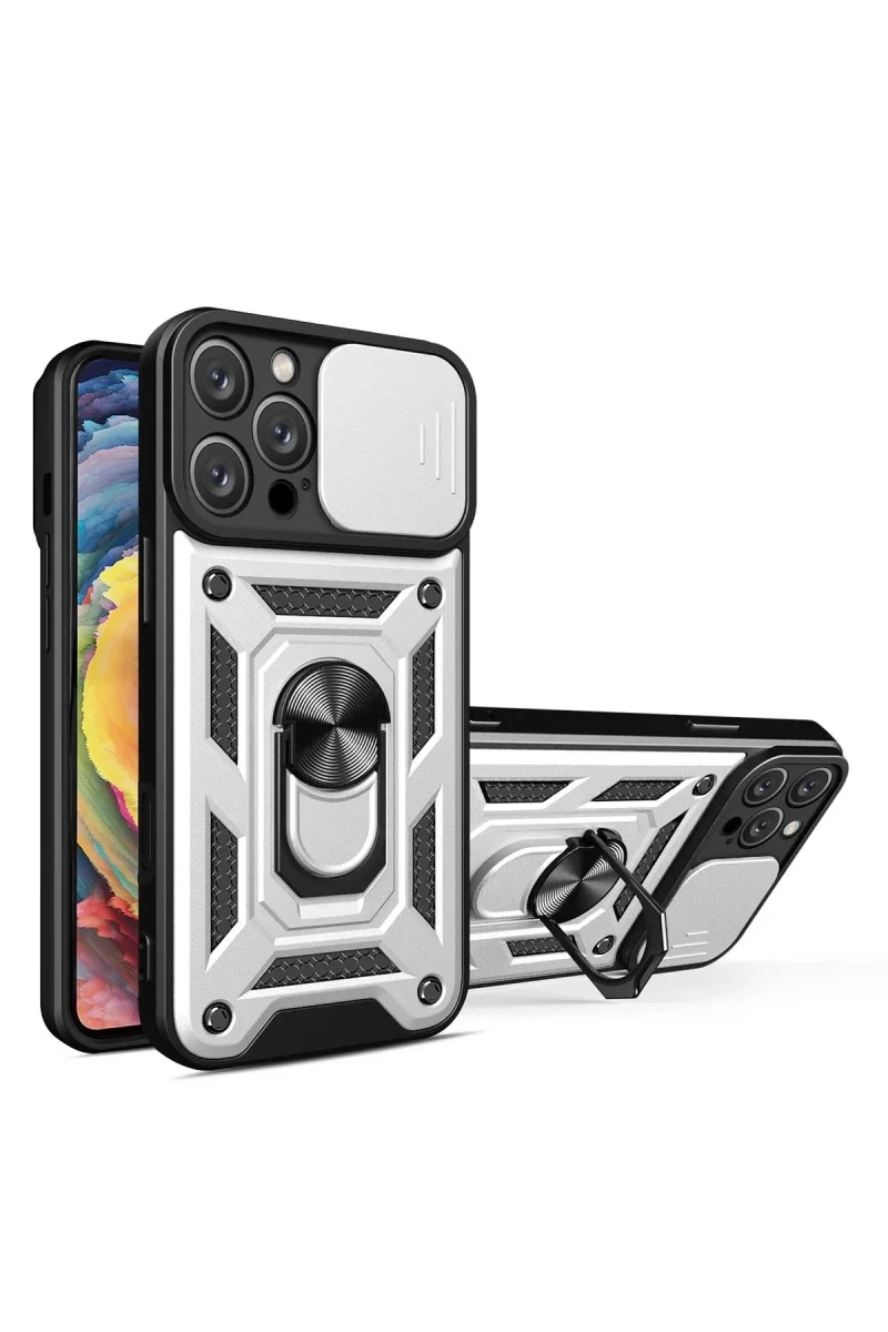 Apple iPhone 16 Pro Kılıf Pars Lens Yüzüklü Silikon - Gümüş Apple iPhone 16 Pro Kılıf Pars Lens Yüzüklü Silikon - Gümüş