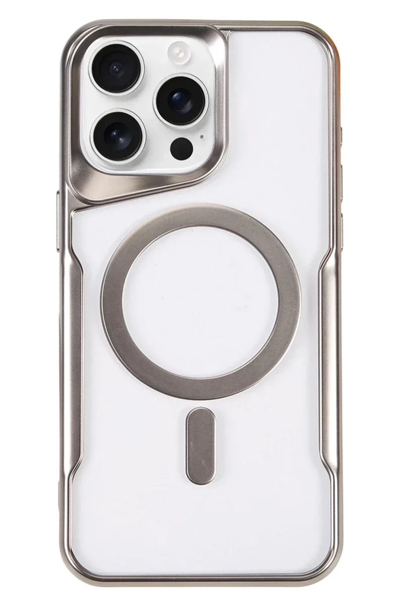 Apple iPhone 16 Pro Max Kılıf Boyi Magsafe Silikon Kapak - Gümüş