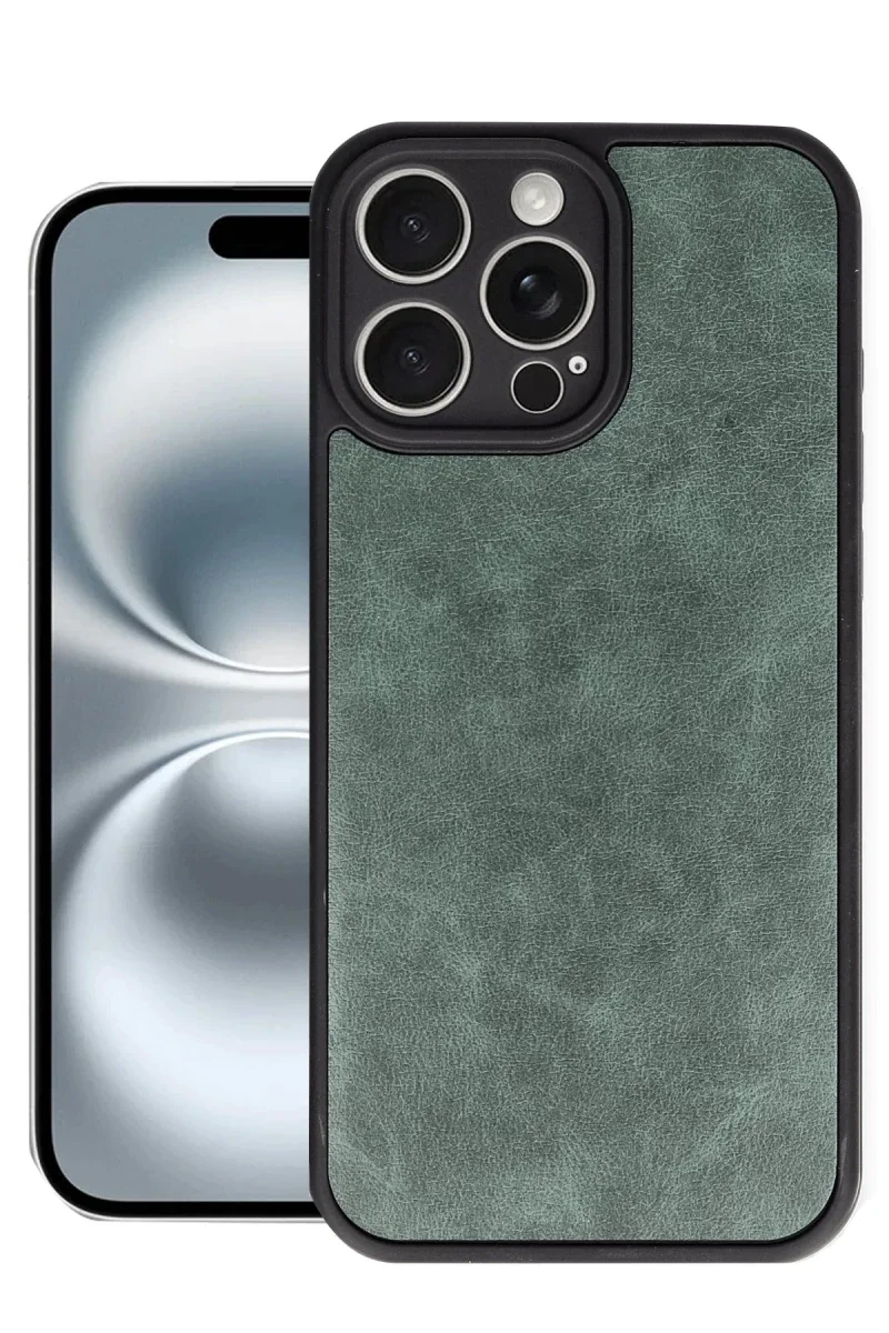 Apple iPhone 16 Pro Max Kılıf Aras Deri Kapak - Koyu Yeşil Apple iPhone 16 Pro Max Kılıf Aras Deri Kapak - Koyu Yeşil