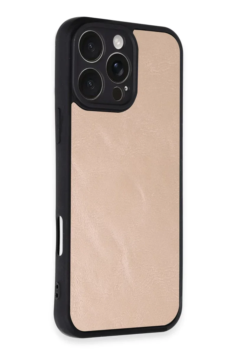 Apple iPhone 16 Pro Max Kılıf Aras Deri Kapak - Pudra