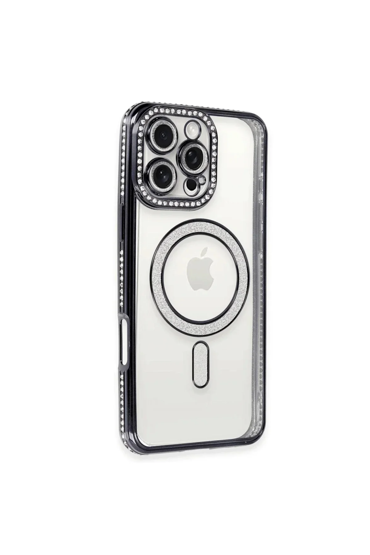 Apple iPhone 16 Pro Max Kılıf Joke Simli Magneticsafe Kılıf - Gri